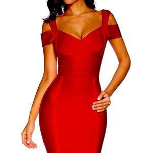 Women's Off Shoulder V Neck Bandage Clubwear Party Bodycon Dress